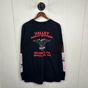Vintage y2k Valley Harley Davidson Sleeve Hit Long Sleeve Graphic Tee Size Large